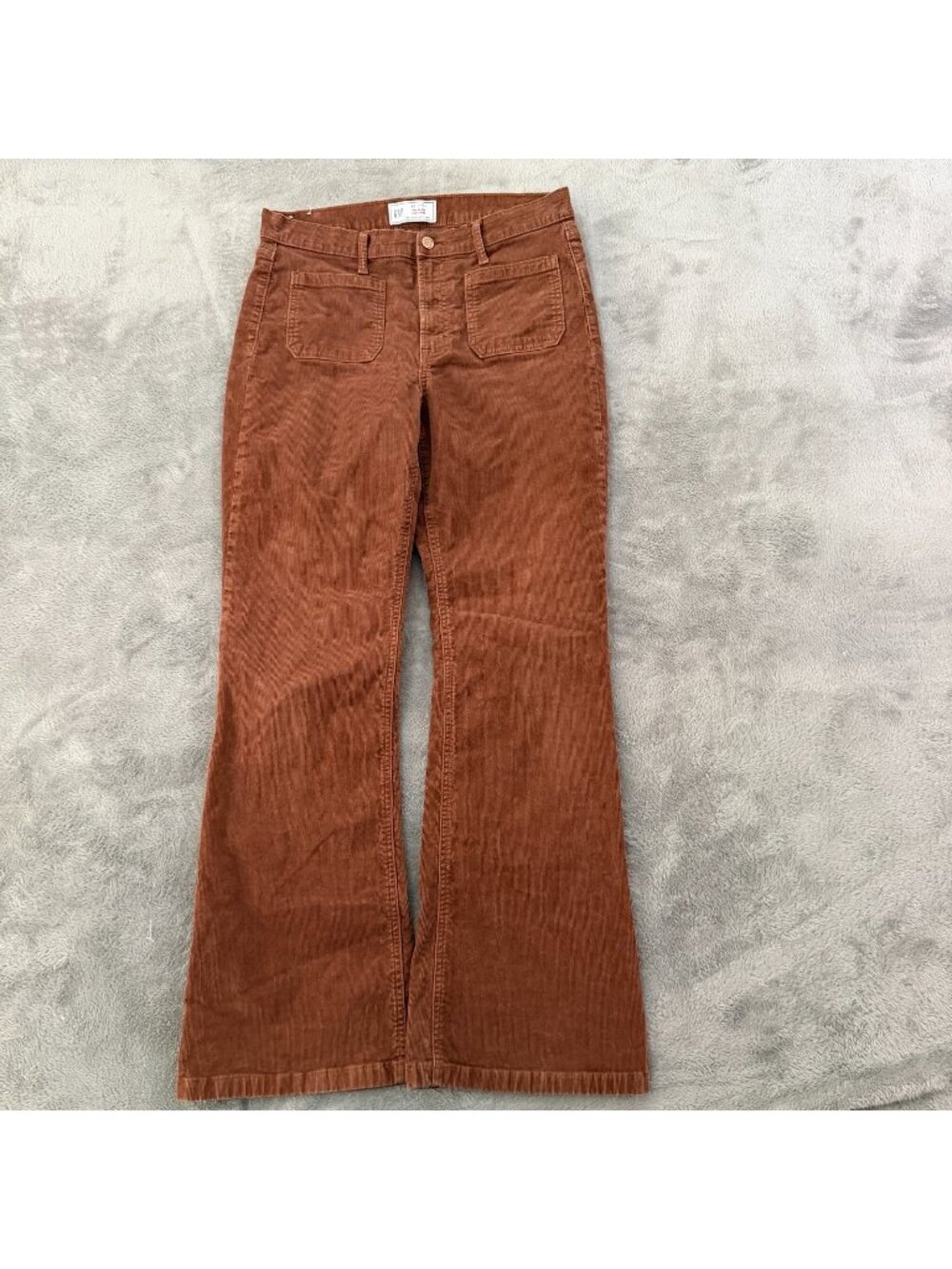 Gap Brown Corduroy 70s High Rise Flare Pants Womens 10 30 Regular Patch Pocket